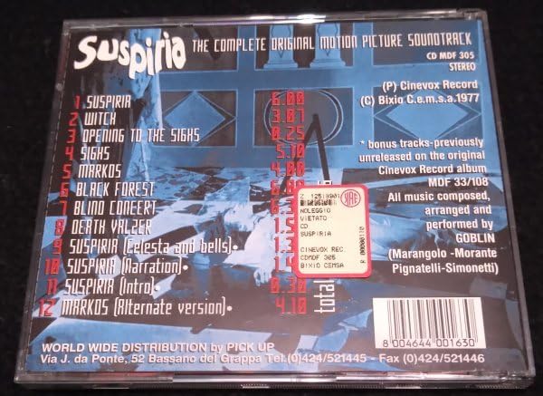 Amazon.co.jp: サスペリア サントラCD☆ゴブリン 完全盤 SUSPIRIA The